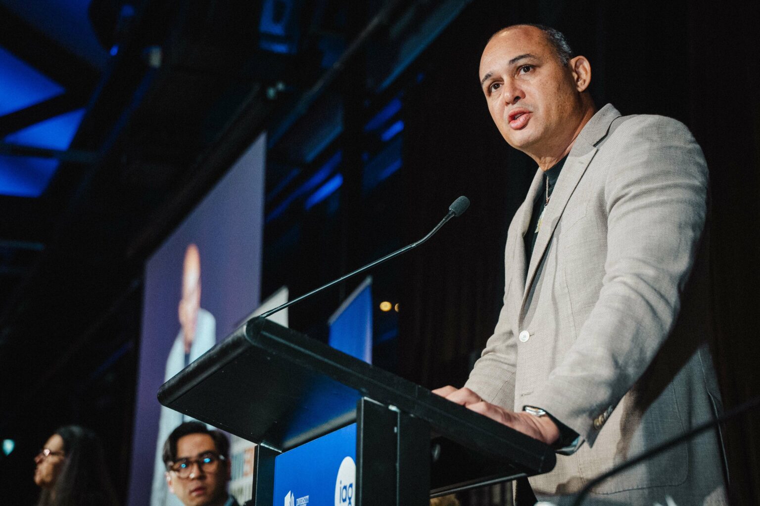 Thomas Mayo speaking to the audience at the 2024 Diversity Debate